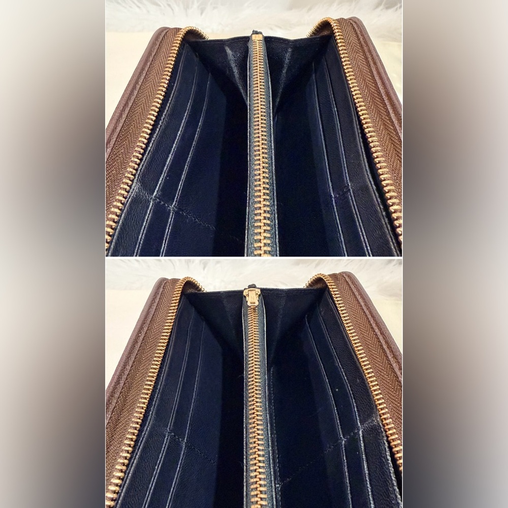 Leather Zip-Around Wallet in Dark Brown - Picture 14 of 15